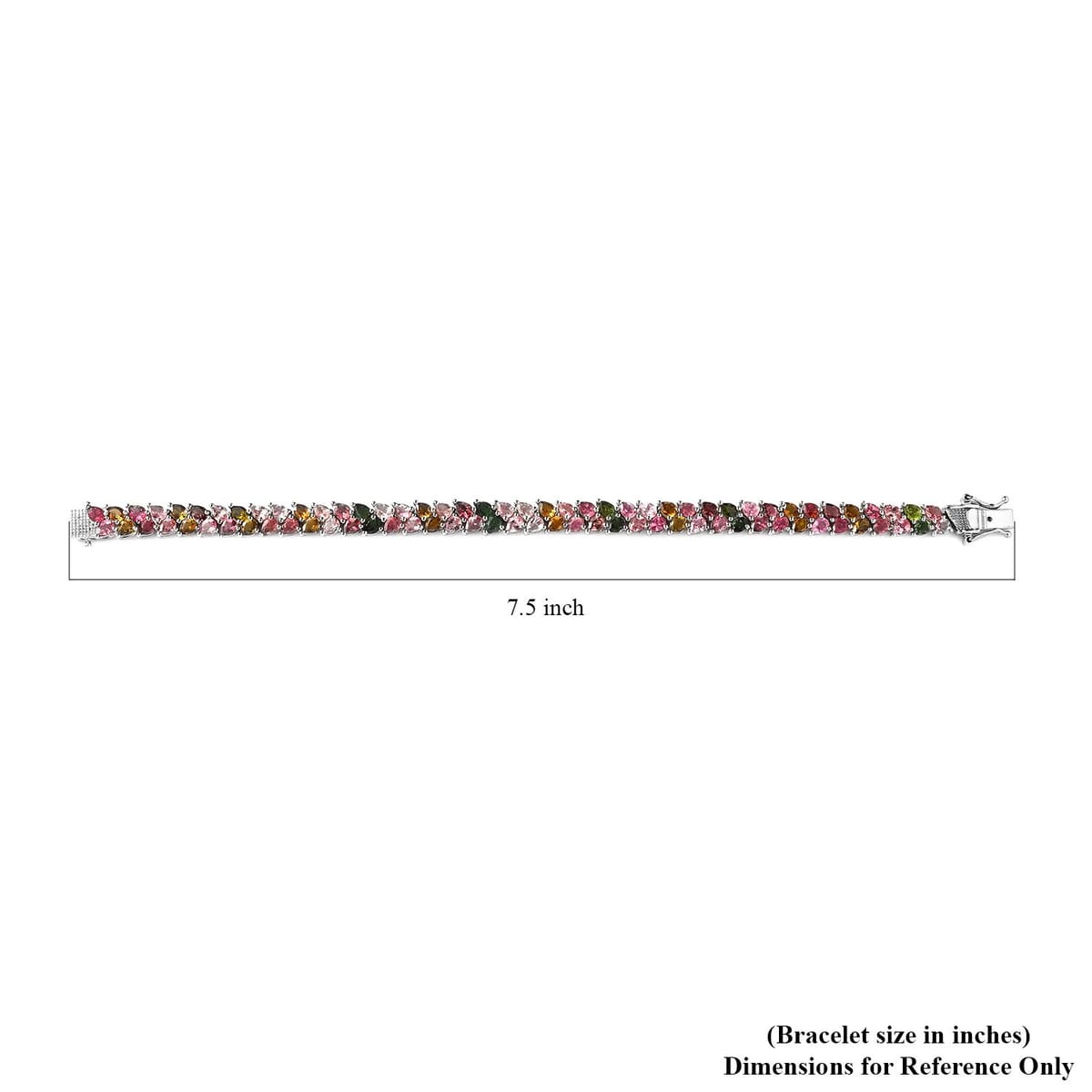 Multi-Tourmaline 2 Row Bracelet in Platinum Over Sterling Silver (7.25 In) 12.65 ctw image number 4