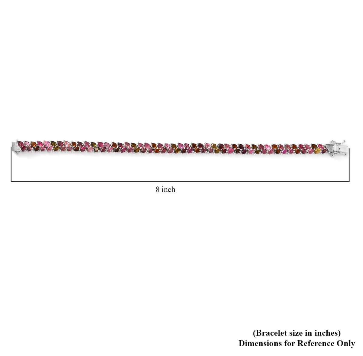 Multi-Tourmaline 2 Row Bracelet in Platinum Over Sterling Silver (8.00 In) 13.80 ctw image number 4