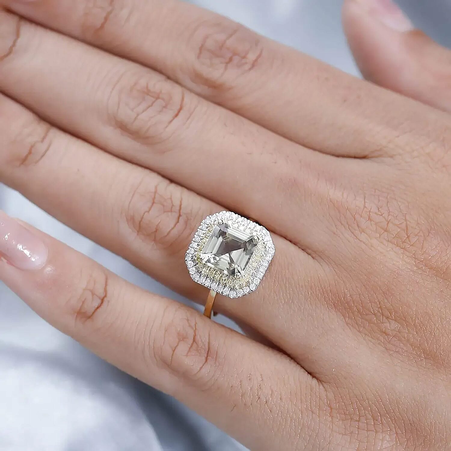 Luxoro AAA Turkizite, I1-I2 Natural Yellow and White Diamond 3.10 ctw Double Halo Ring in 14K Yellow Gold (Size 10.0)