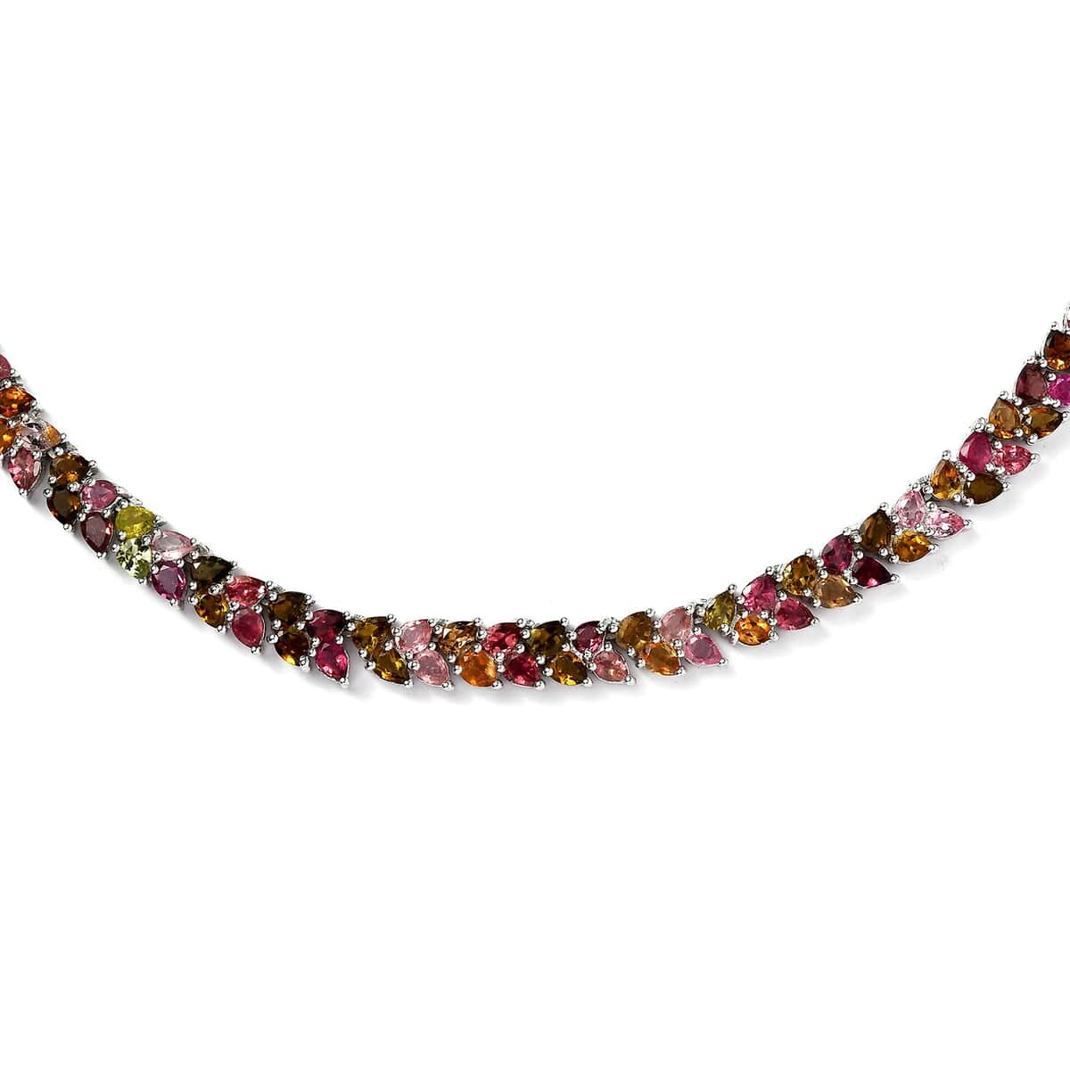 Multi-Tourmaline 2 Row Necklace 18 Inches in Platinum Over Sterling Silver 34.20 ctw image number 2