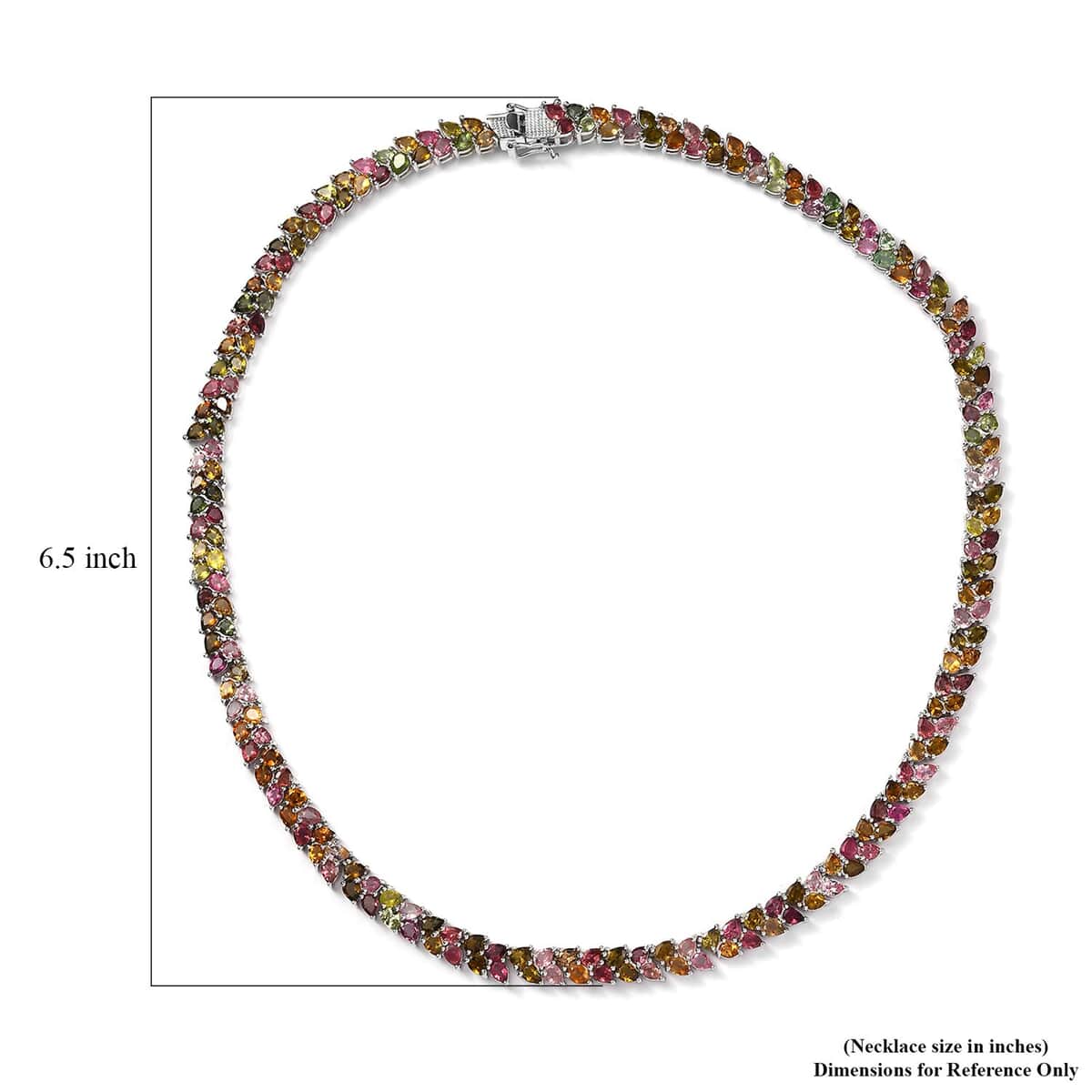 Multi-Tourmaline 2 Row Necklace 18 Inches in Platinum Over Sterling Silver 34.20 ctw image number 4