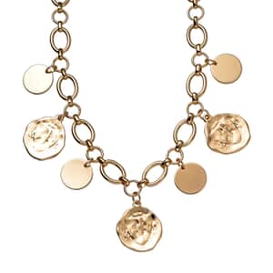 Coin Charm Necklace 20-22 Inches in Goldtone