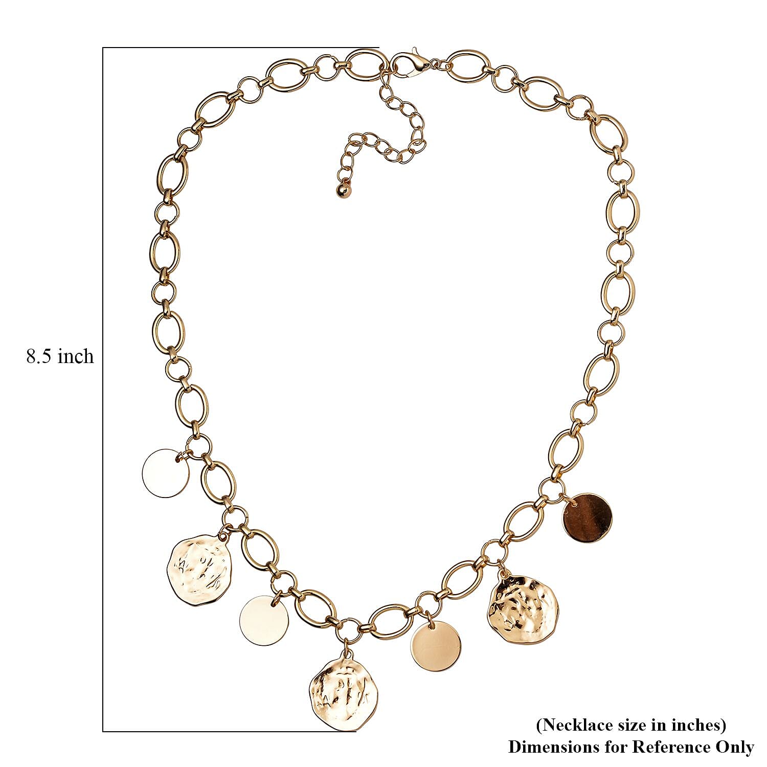 Coin Charm Necklace 20-22 Inches in Goldtone