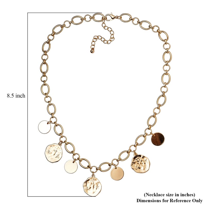 Coin Charm Necklace 20-22 Inches in Goldtone