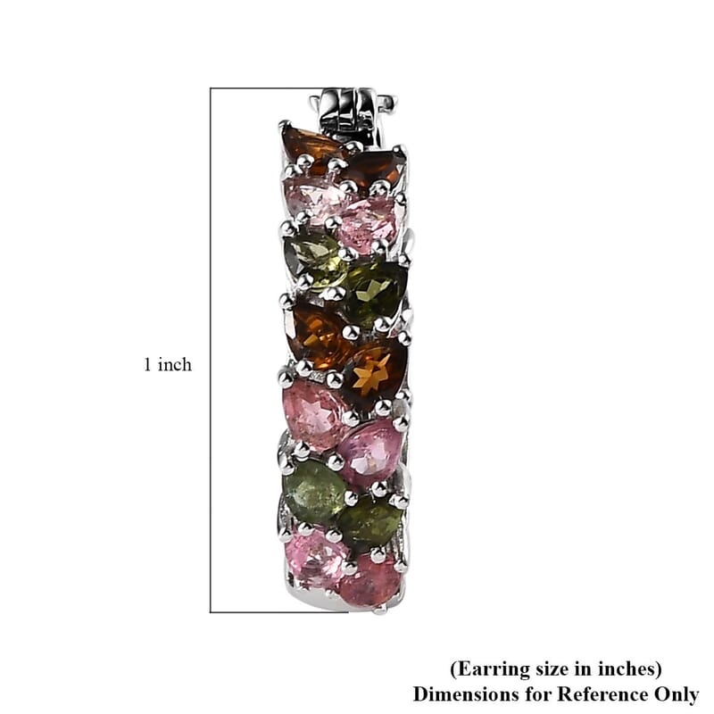 Multi-Tourmaline Inside Out Hoop Earrings in Platinum Over Sterling Silver 7.75 ctw