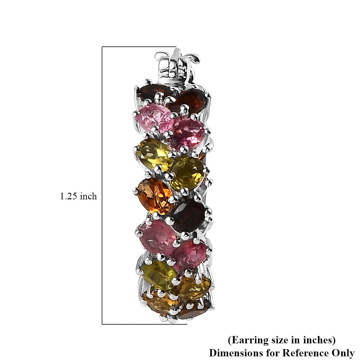 Multi-Tourmaline Inside Out Hoop Earrings in Platinum Over Sterling Silver 9.00 ctw image number 4