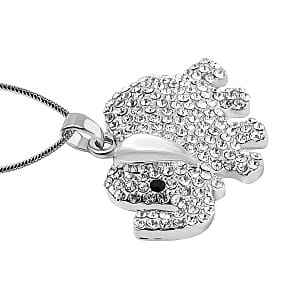 Black and White Austrian Crystal Necklace in Silvertone (24-26 Inches)