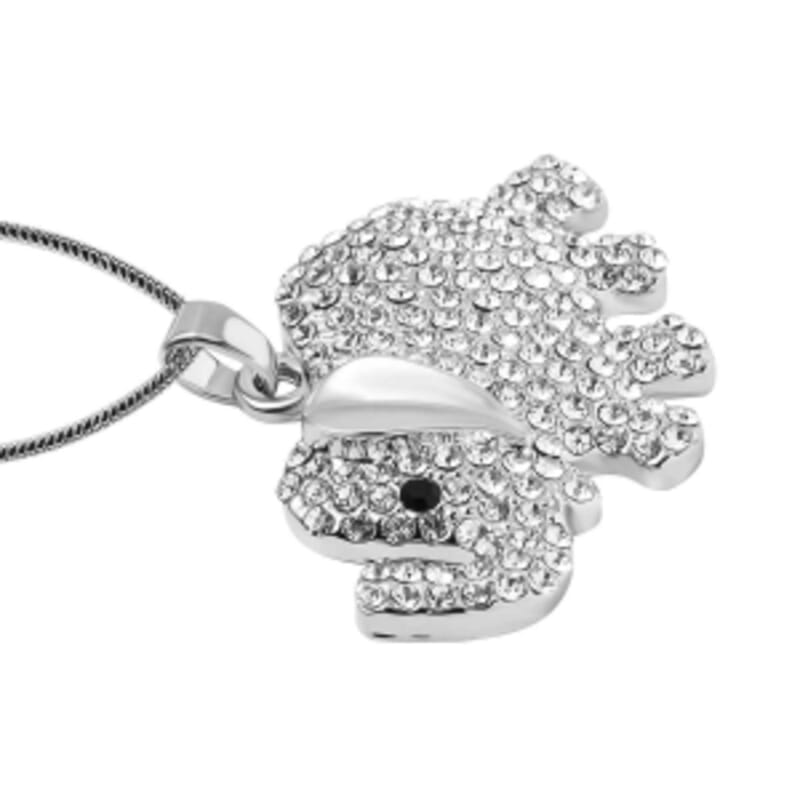 Black and White Austrian Crystal Necklace in Silvertone (24-26 Inches)