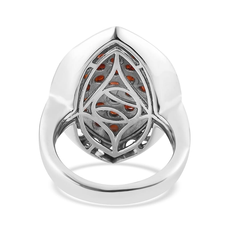Karis Mozambique Garnet Elongated Ring in 18K YG Plated and Platinum Bond (Size 10.0) 2.25 ctw