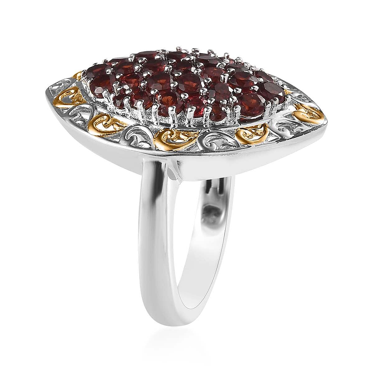 Karis Mozambique Garnet Elongated Ring in 18K YG Plated and Platinum Bond (Size 9.0) 2.25 ctw image number 3