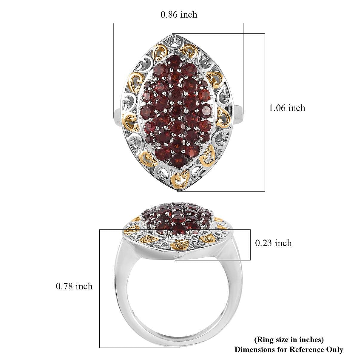 Karis Mozambique Garnet Elongated Ring in 18K YG Plated and Platinum Bond (Size 9.0) 2.25 ctw image number 5