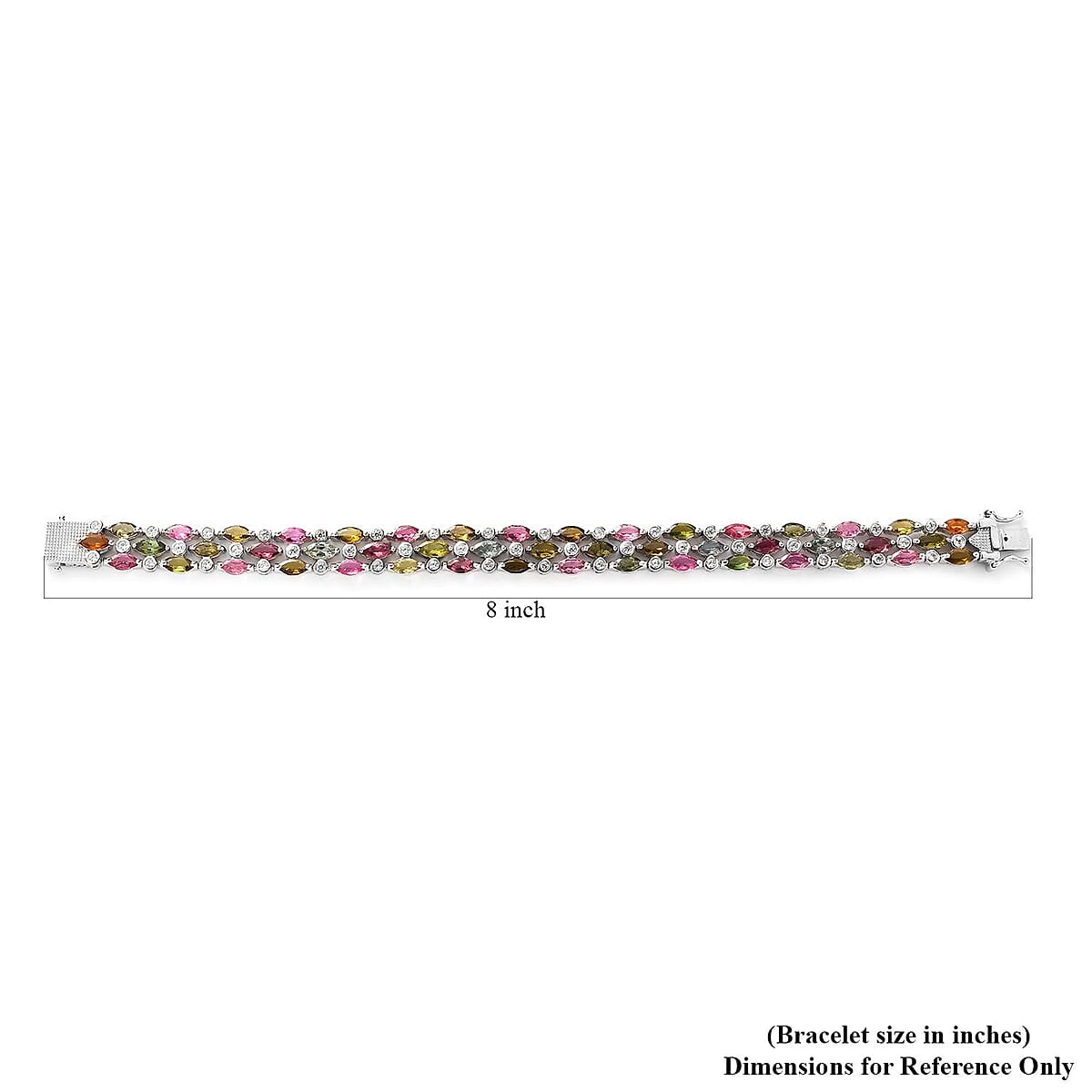 Multi-Tourmaline and White Zircon Bracelet in Platinum Over Sterling Silver (8.00 In) 18.00 ctw image number 4