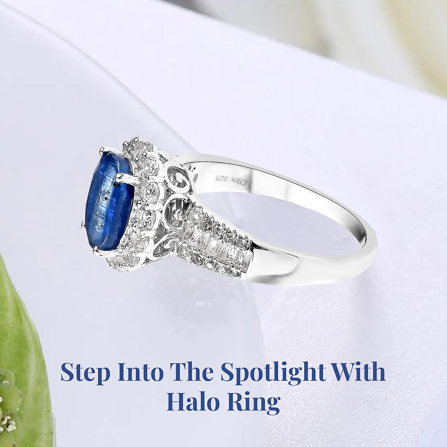 Premium Kashmir Kyanite and White Topaz Ring in Platinum Over Sterling Silver (Size 10.0) 5.40 ctw