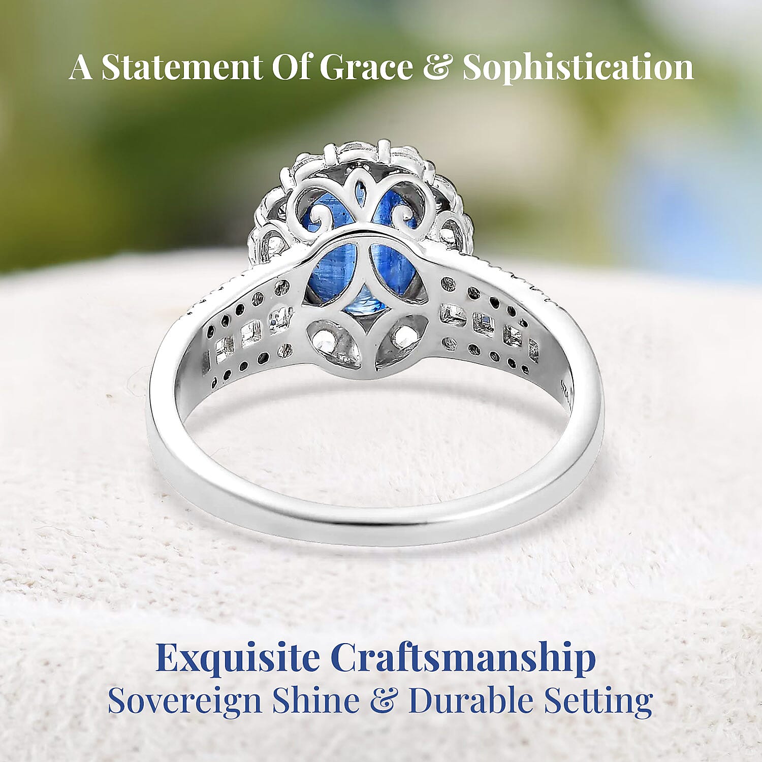 Premium Kashmir Kyanite and White Topaz Ring in Platinum Over Sterling Silver (Size 10.0) 5.40 ctw