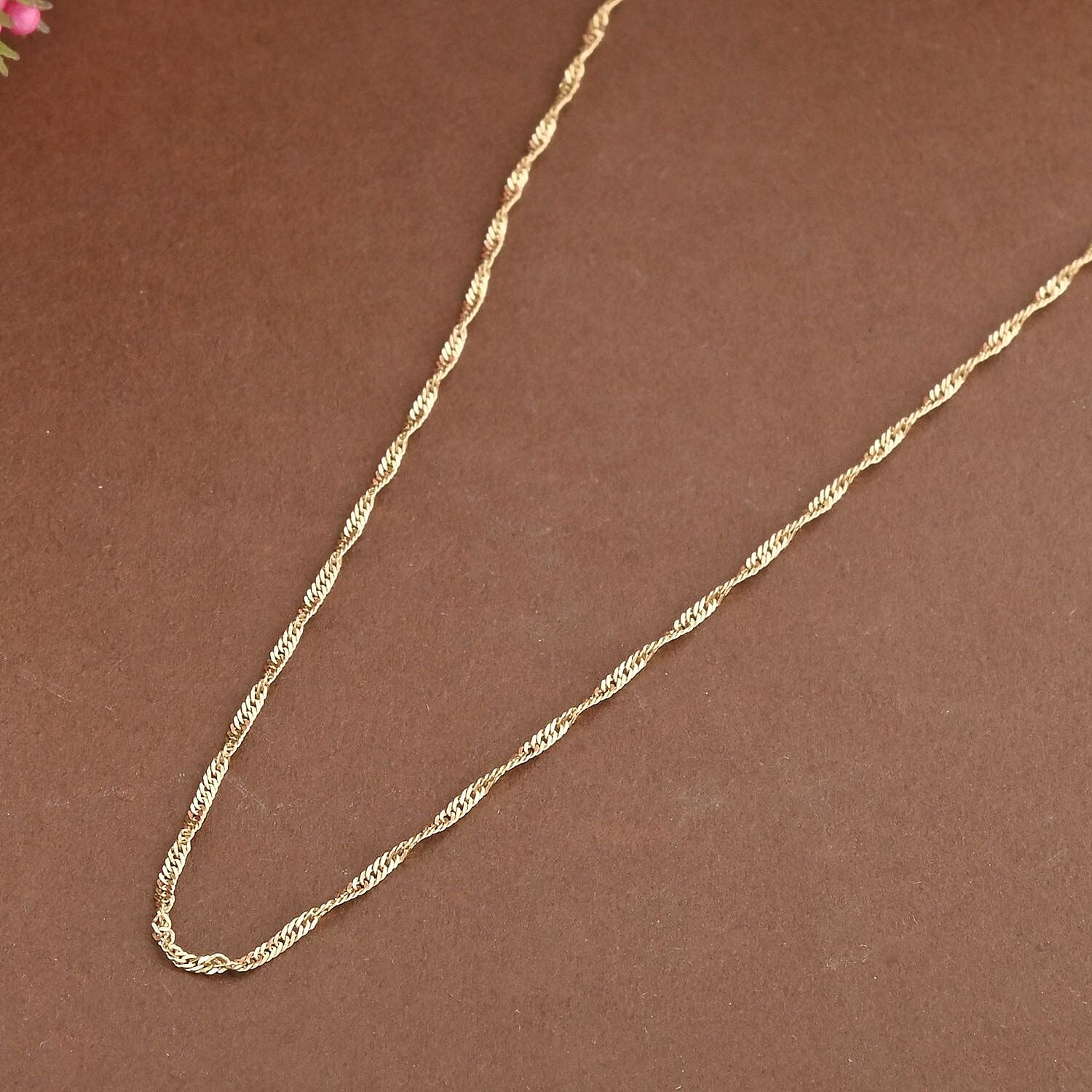 14K Yellow Gold 1.20mm Singapore Twist Chain Necklace 20 Inches 1.6 Grams