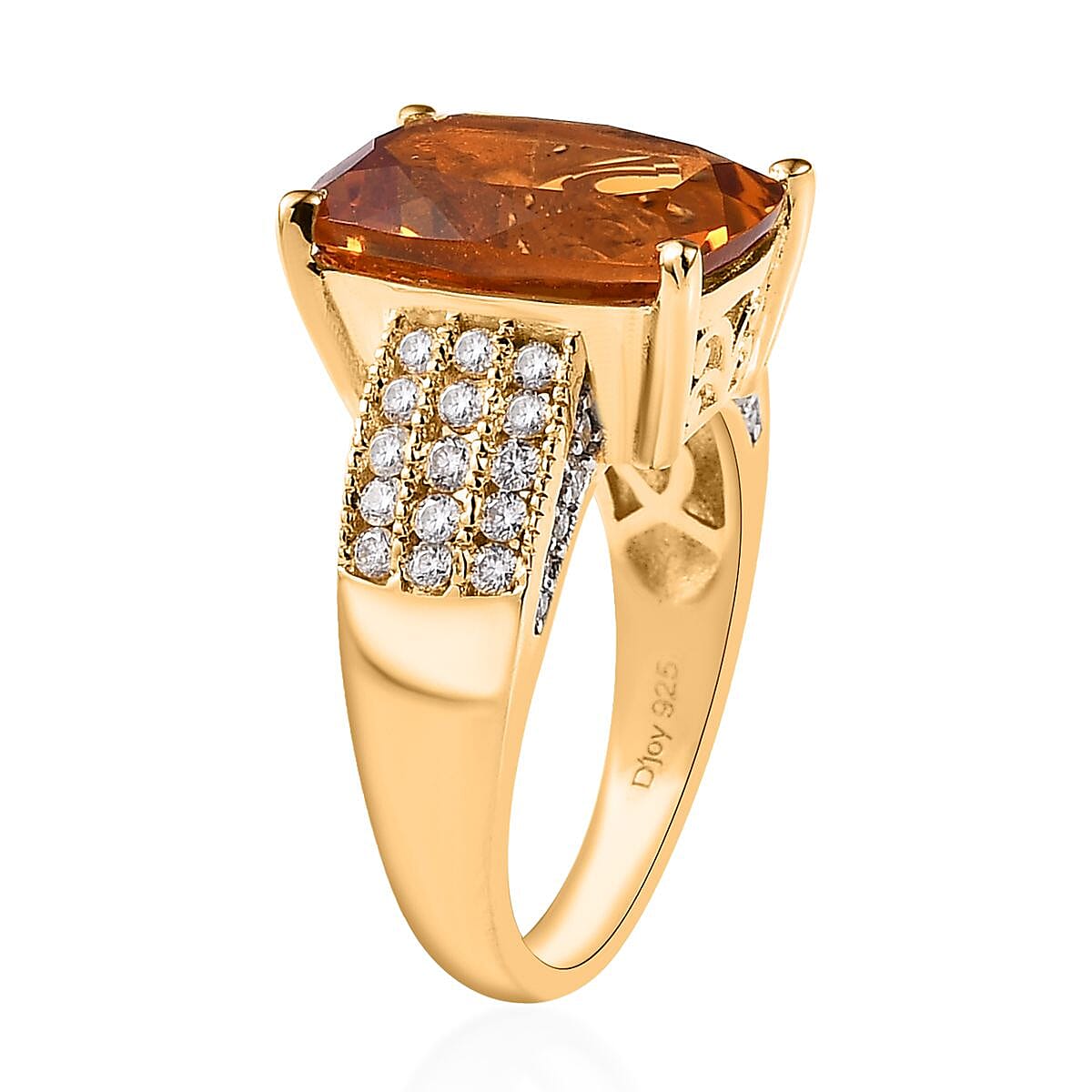 AAA Santa Ana Madeira Citrine and Moissanite Ring in Vermeil Yellow Gold over Sterling Silver (Size 10.0) 5.00 ctw