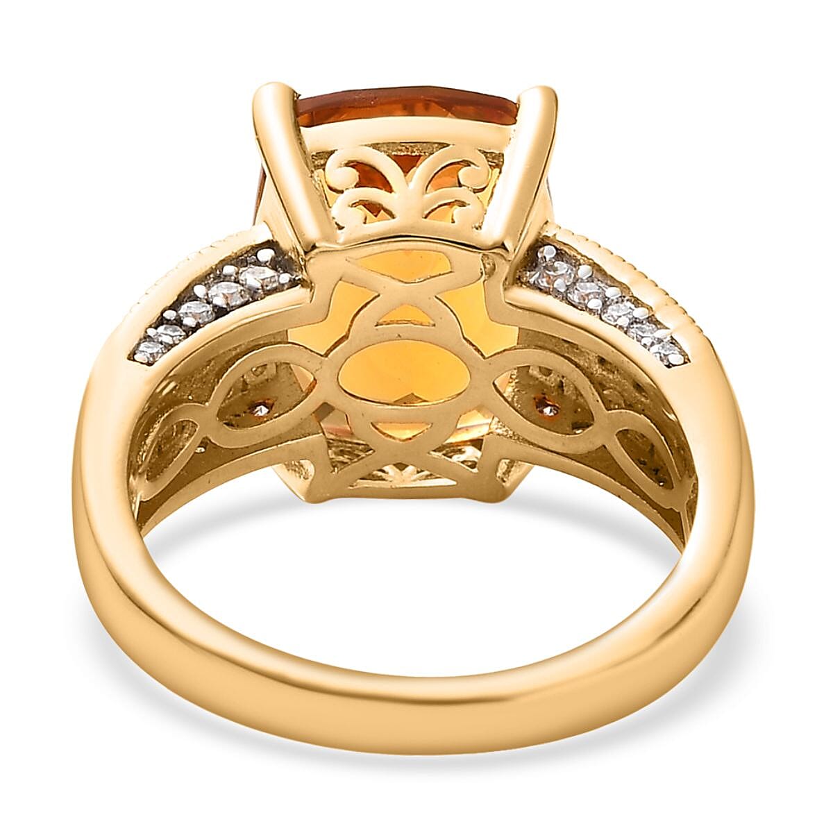 AAA Santa Ana Madeira Citrine and Moissanite Ring in Vermeil Yellow Gold over Sterling Silver (Size 10.0) 5.00 ctw