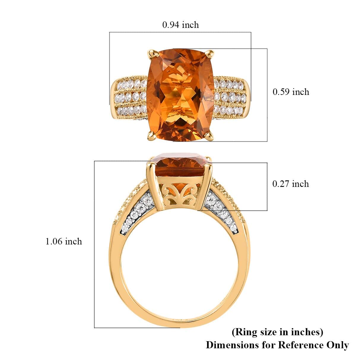 TLV AAA Santa Ana Madeira Citrine, Moissanite Ring in Vermeil YG over Sterling Silver (Size 7.0) 5.00 ctw image number 5