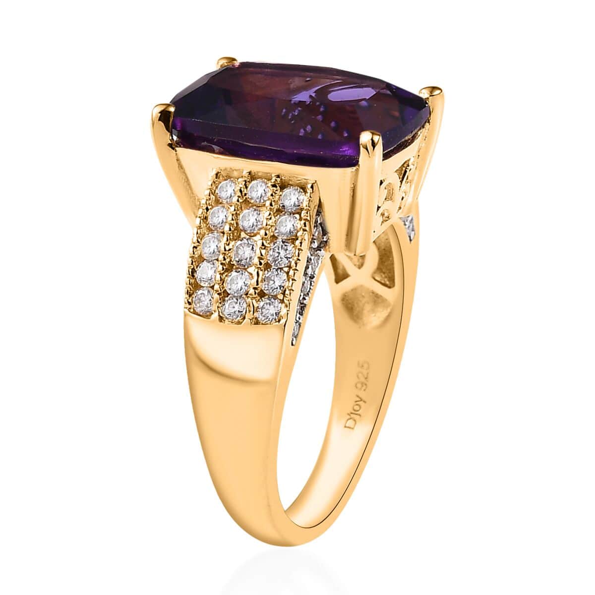 AAA Zambian Amethyst and Moissanite Ring in Vermeil Yellow Gold Over Sterling Silver (Size 8.0) 7.50 ctw image number 3