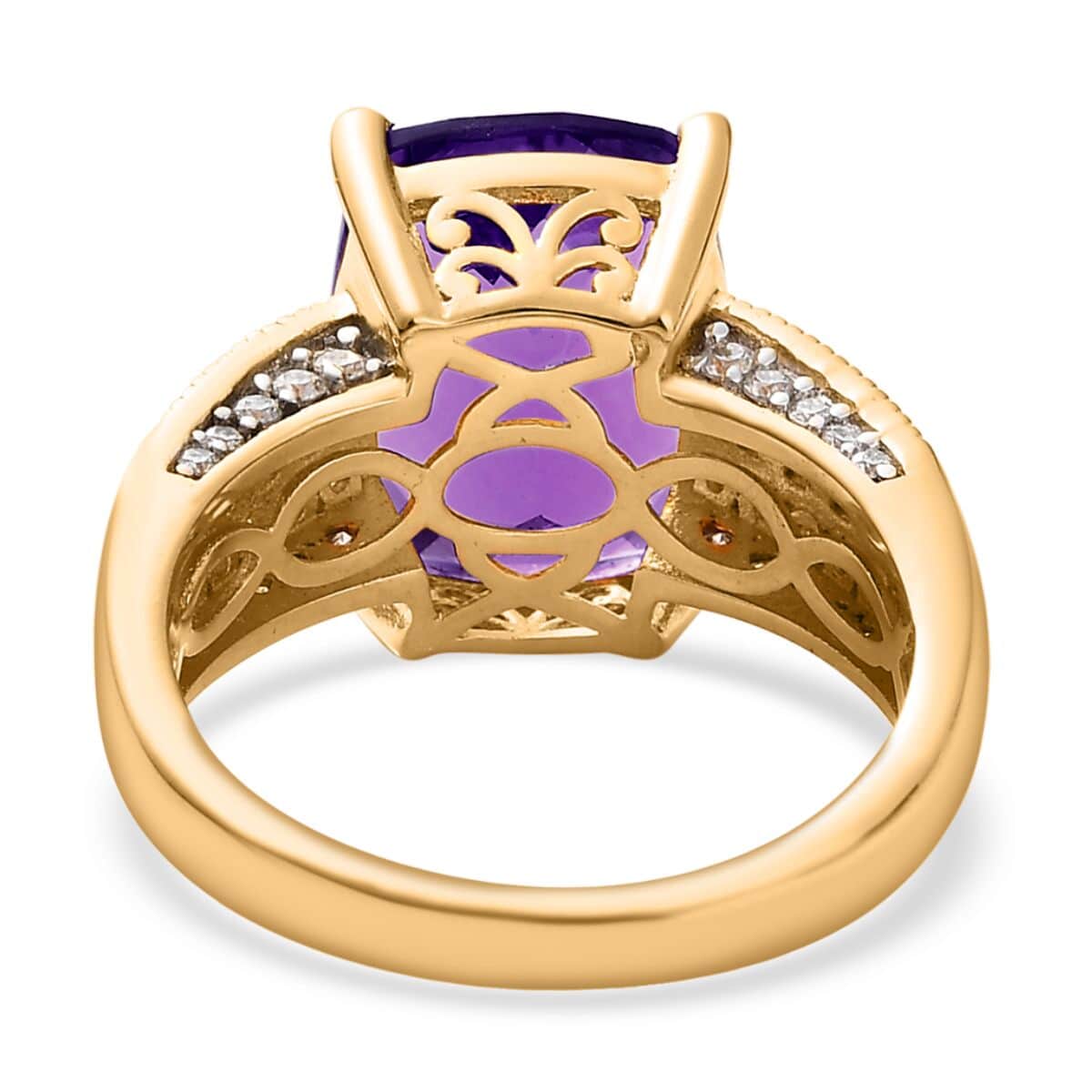 AAA Zambian Amethyst and Moissanite Ring in Vermeil Yellow Gold Over Sterling Silver (Size 8.0) 7.50 ctw image number 4