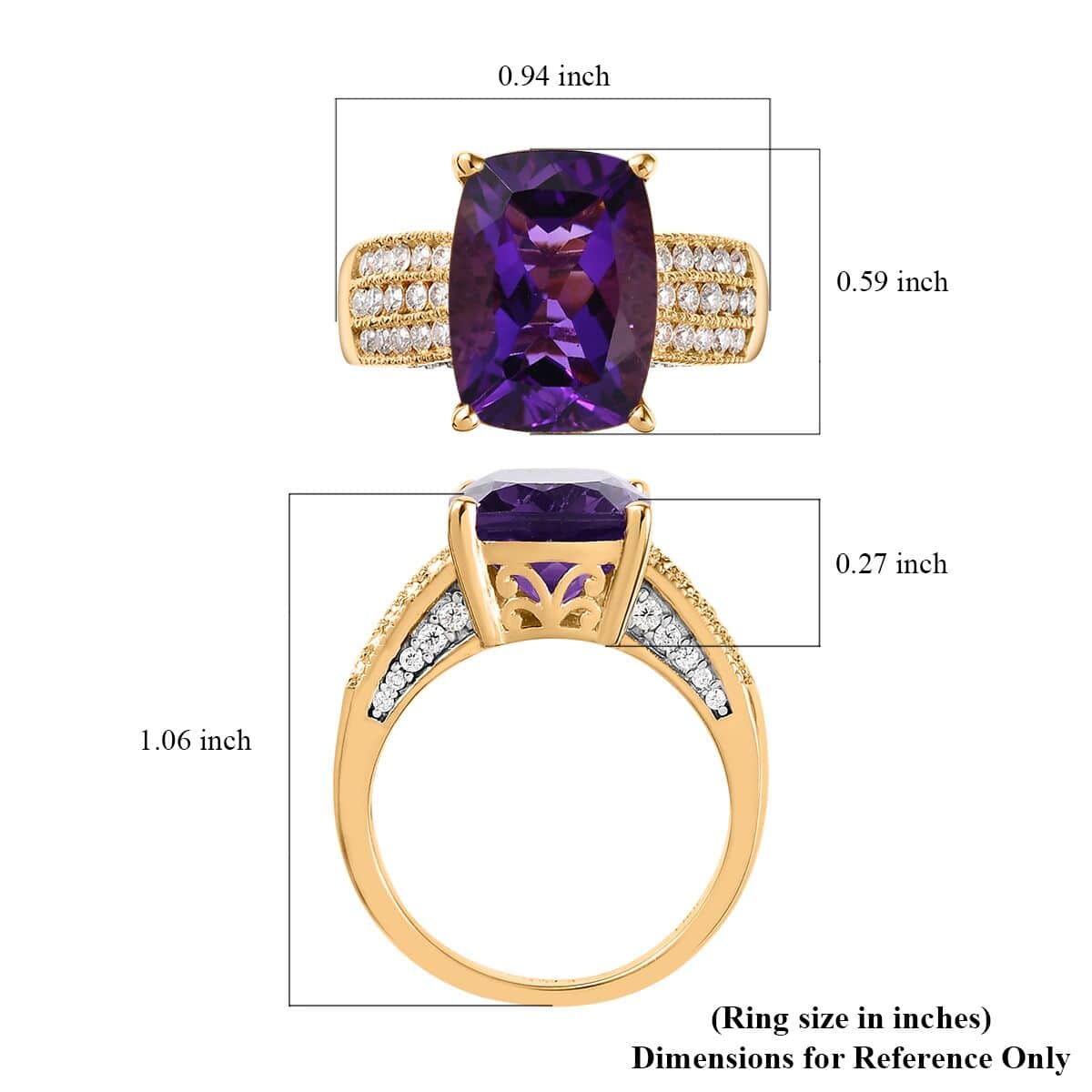 AAA Zambian Amethyst and Moissanite Ring in Vermeil Yellow Gold Over Sterling Silver (Size 8.0) 7.50 ctw image number 5