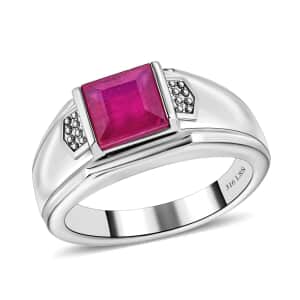 Niassa Ruby (FF) Men's Ring in Stainless Steel (Size 10.0) 2.75 ctw