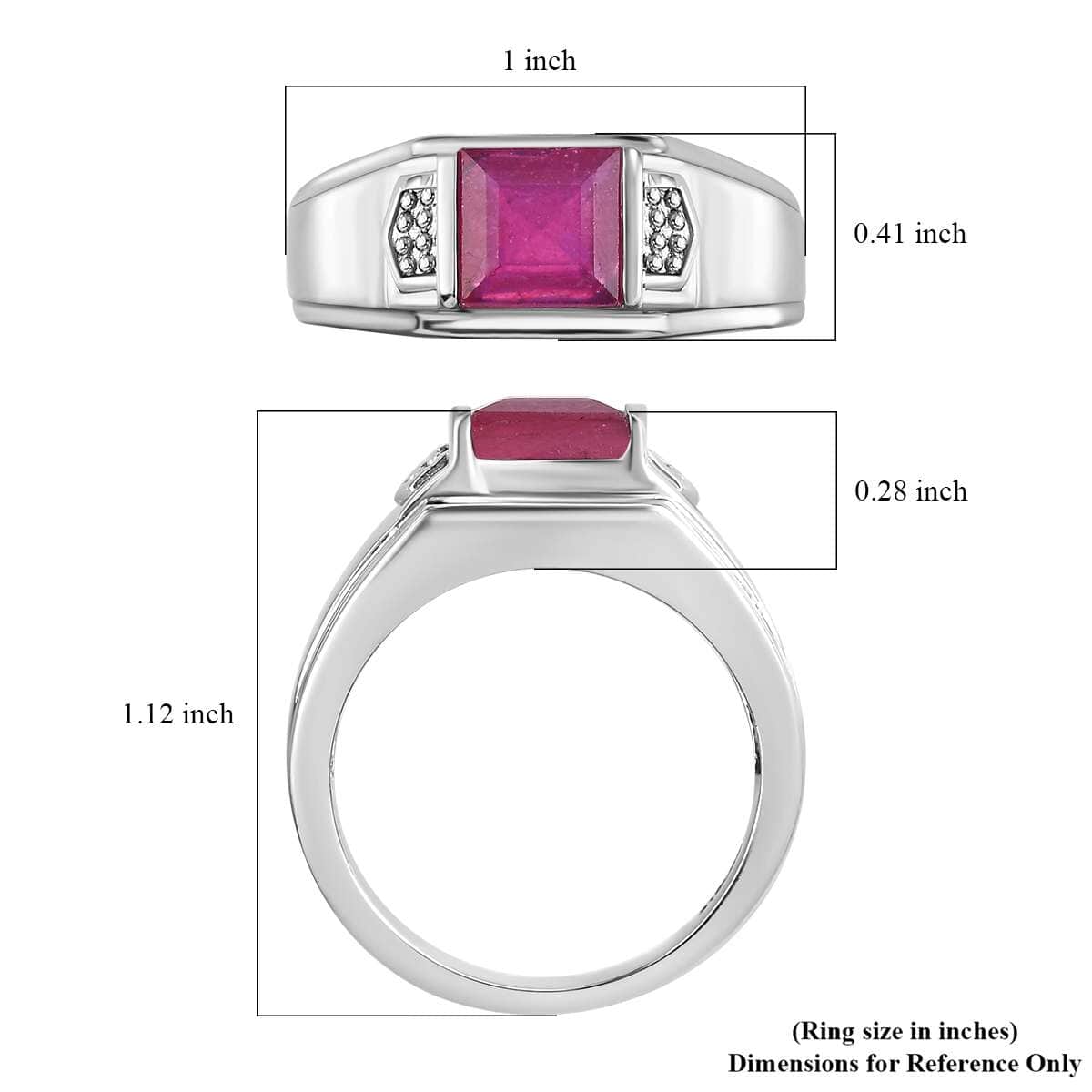 Niassa Ruby (FF) 2.75 ctw Men's Ring in Stainless Steel (Size 10.0) image number 5