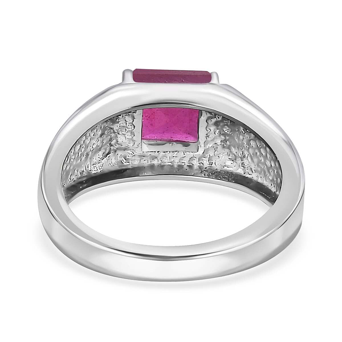 Niassa Ruby (FF) 2.75 ctw Men's Ring in Stainless Steel (Size 12.0) image number 4