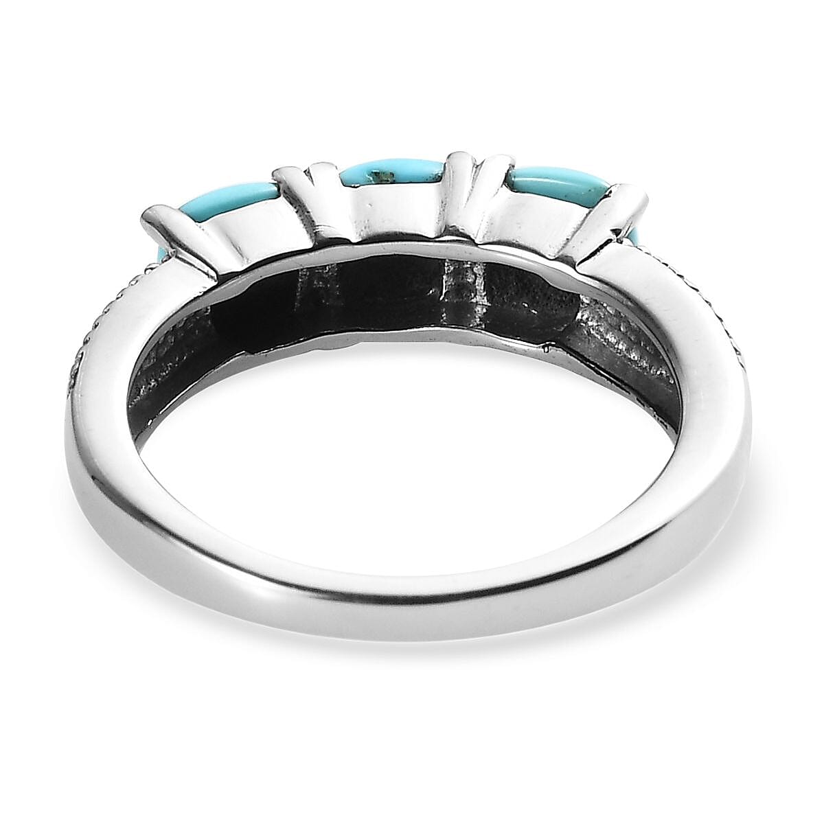 Sleeping Beauty Turquoise 3 Stone Ring in Stainless Steel (Size 9.0) 1.70 ctw image number 4