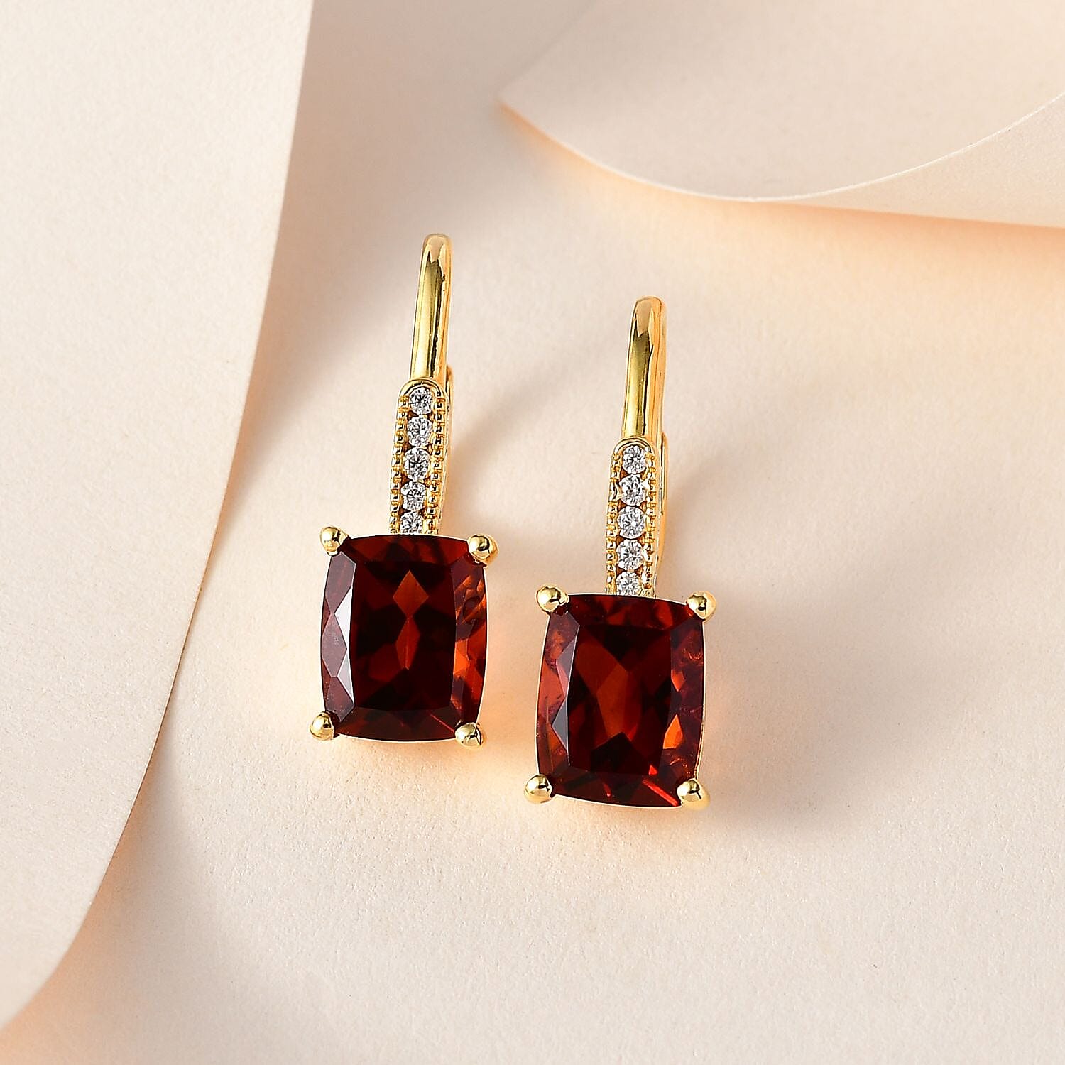 AAA Santa Ana Madeira Citrine and Moissanite Lever Back Earrings in Vermeil Yellow Gold Over Sterling Silver 5.65 ctw