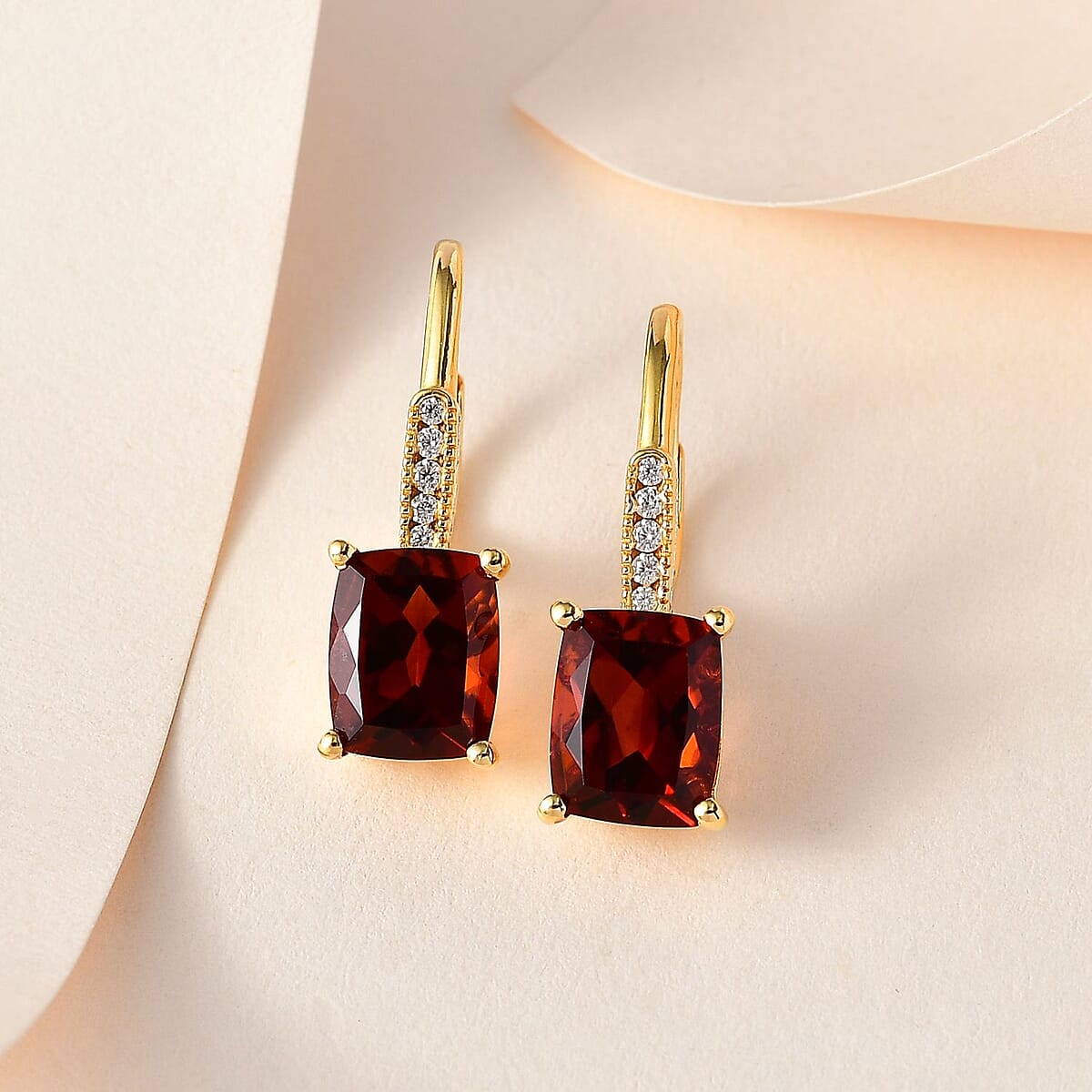 AAA Santa Ana Madeira Citrine and Moissanite Lever Back Earrings in Vermeil Yellow Gold Over Sterling Silver 5.65 ctw image number 1