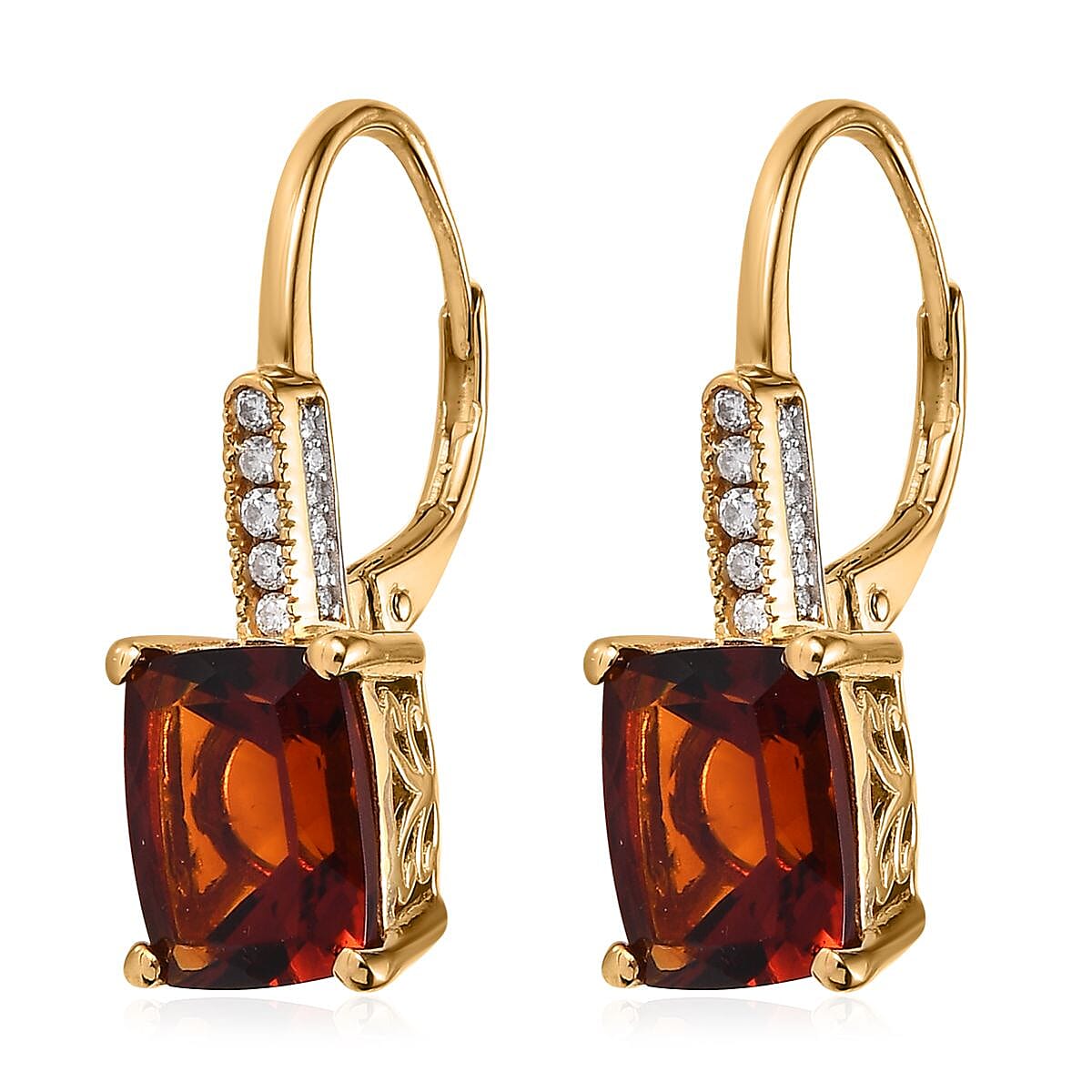AAA Santa Ana Madeira Citrine and Moissanite Lever Back Earrings in Vermeil Yellow Gold Over Sterling Silver 5.65 ctw image number 3