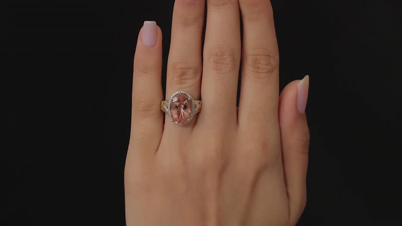 Karis Morganite Quartz (Triplet) Solitaire Ring in 18K YG Plated and Platinum Bond (Size 10.0) 6.40 ctw