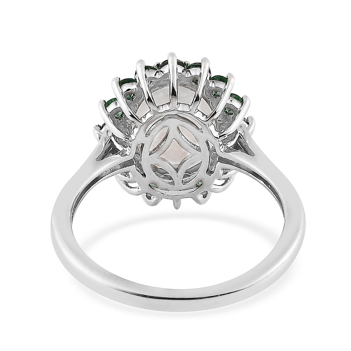 Premium Rainbow Moonstone and Signity Rainforest Topaz Halo Ring in Platinum Over Sterling Silver (Size 8.0) 3.10 ctw image number 5