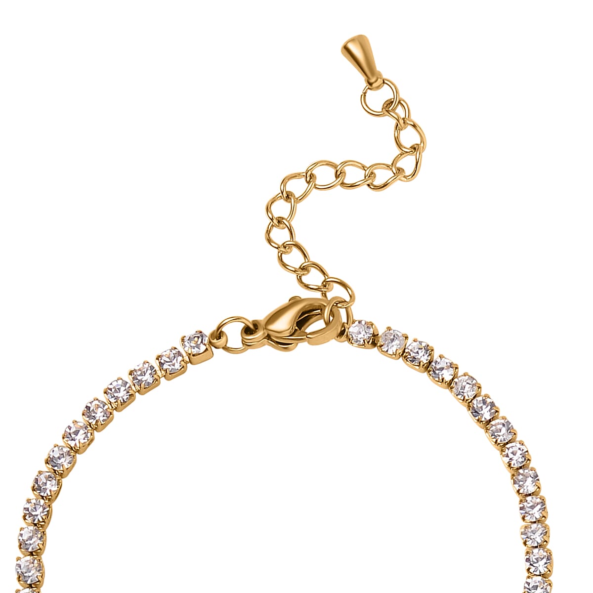 Simulated Diamond Butterfly Bracelet in ION Plated YG Stainless Steel (6.00-7.50In) image number 2