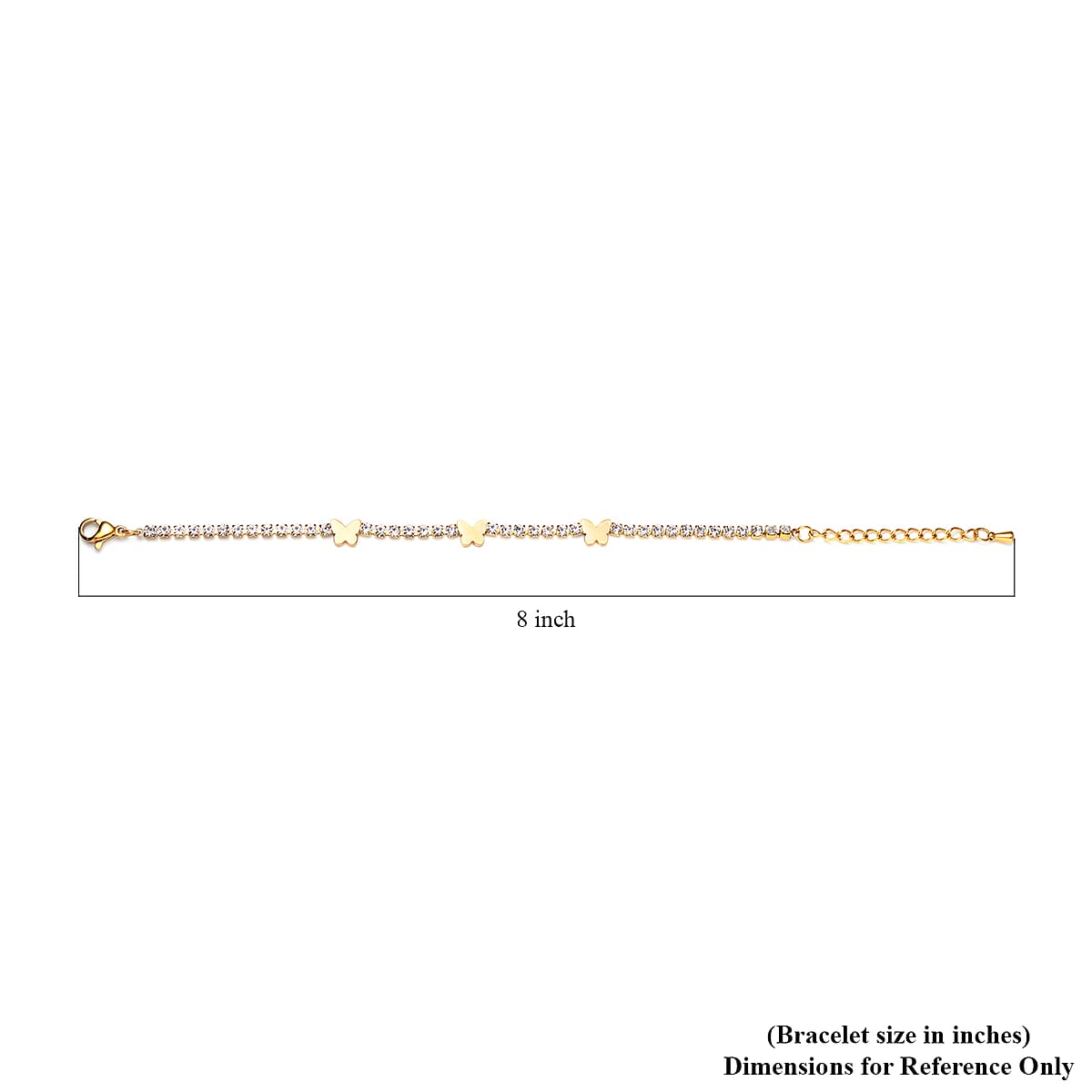 Simulated Diamond Butterfly Bracelet in ION Plated YG Stainless Steel (6.00-7.50In) image number 3