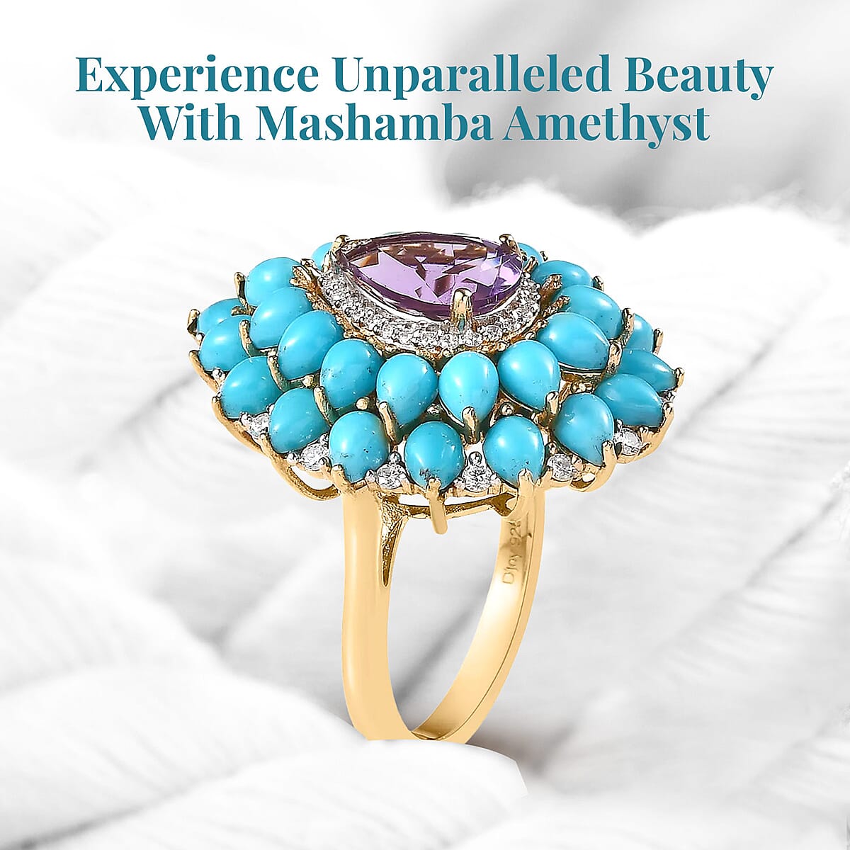 Premium Mashamba Amethyst and Multi Gemstone Cocktail Ring in Vermeil Yellow Gold Over Sterling Silver (Size 10.0) 6.15 ctw image number 2