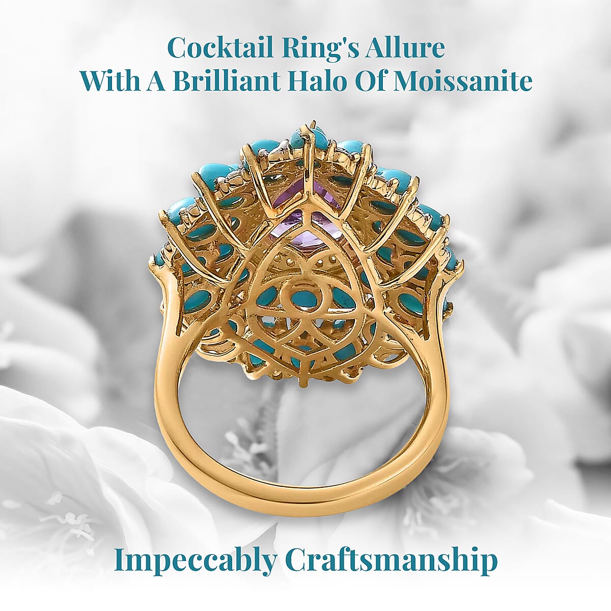 Premium Mashamba Amethyst and Multi Gemstone Cocktail Ring in Vermeil Yellow Gold Over Sterling Silver (Size 10.0) 6.15 ctw image number 3