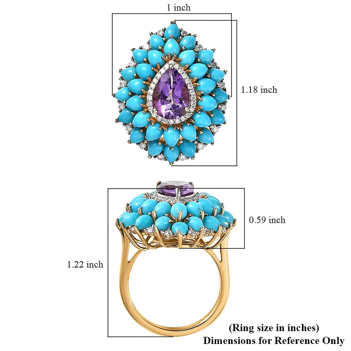 Premium Mashamba Amethyst and Multi Gemstone Cocktail Ring in Vermeil Yellow Gold Over Sterling Silver (Size 10.0) 6.15 ctw image number 6