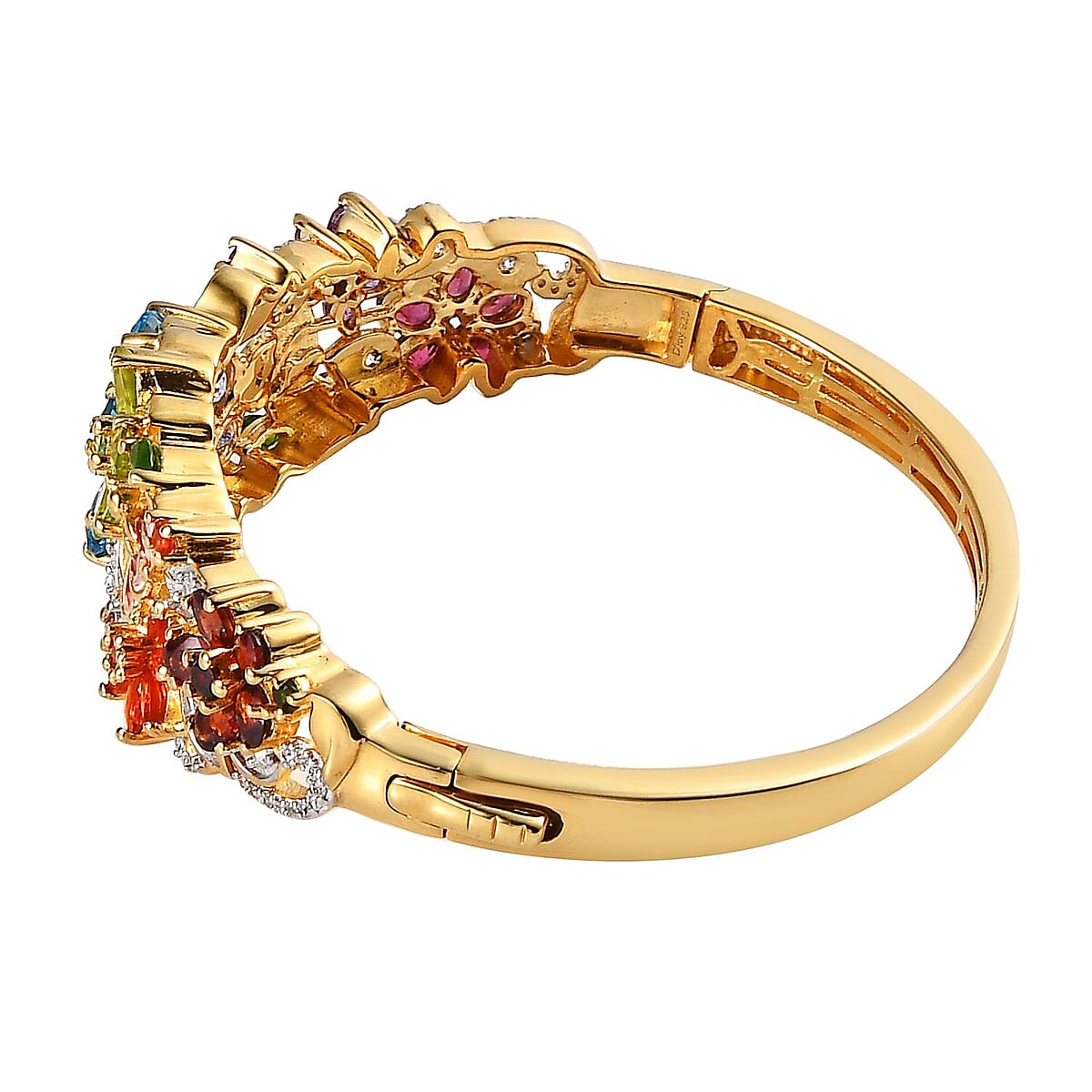 Blue Topaz , Multi gemstones Full Bangle in Vermeil YG Sterling Silver ,  Silver Wt. 22 g 12.15 ctw image number 3