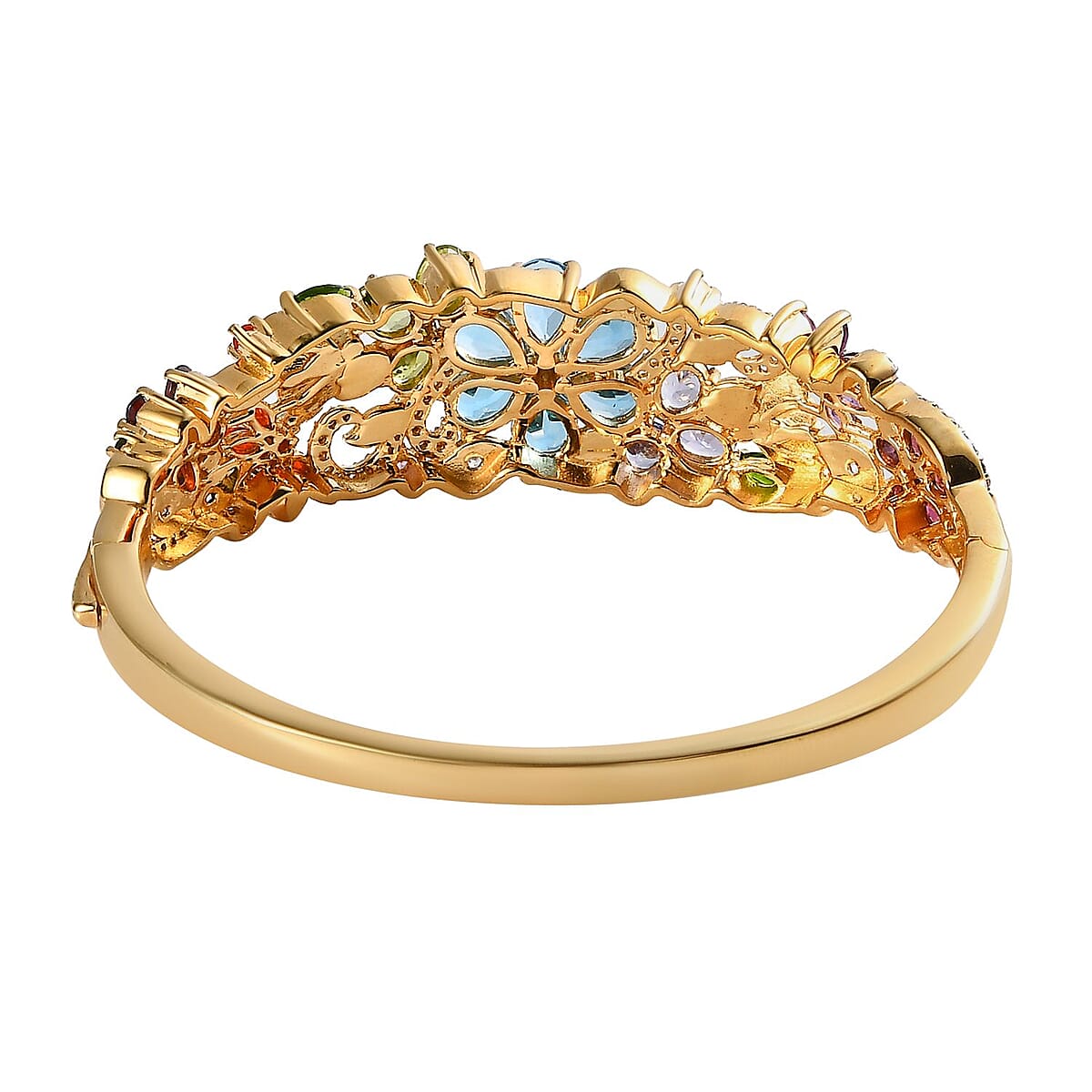 Blue Topaz , Multi gemstones Full Bangle in Vermeil YG Sterling Silver ,  Silver Wt. 22 g 12.15 ctw image number 4