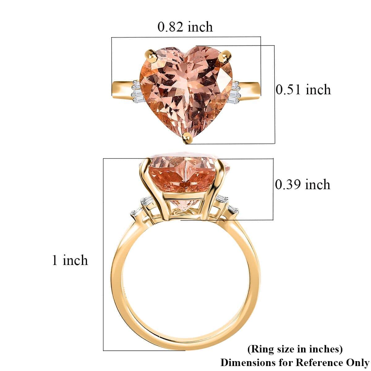 Luxoro 14K Yellow Gold AAA Marropino Morganite and G-H I1 Diamond Heart Ring (Size 10.0) 5.60 ctw image number 5