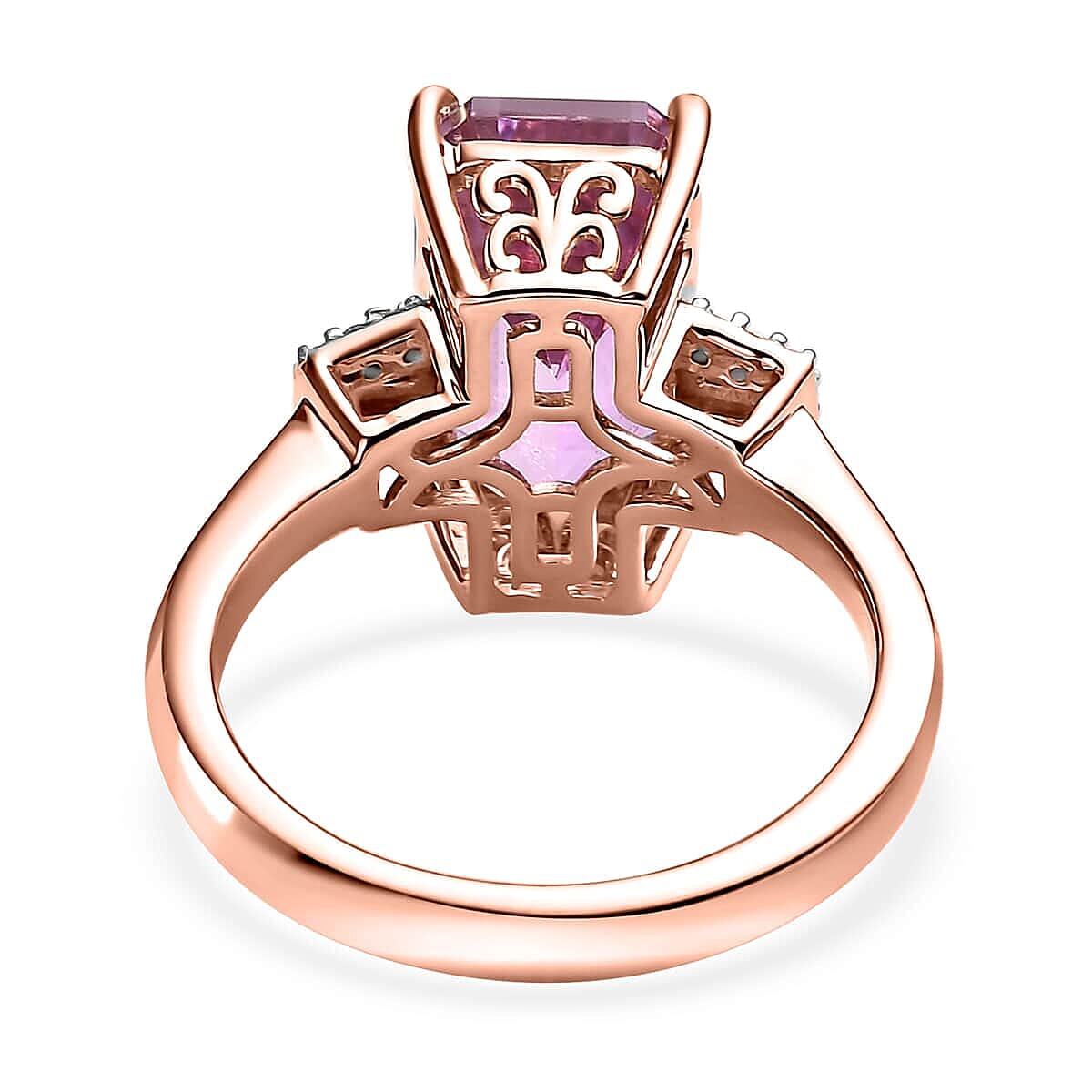 Luxoro AAA Patroke Kunzite and G-H I3 Diamond 6.65 ctw Ring in 10K Rose Gold (Size 6.0)