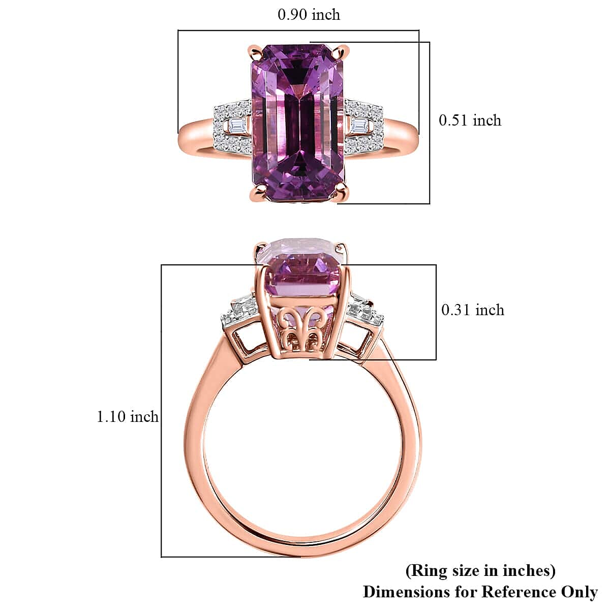 Luxoro AAA Patroke Kunzite and G-H I3 Diamond 6.65 ctw Ring in 10K Rose Gold (Size 6.0)