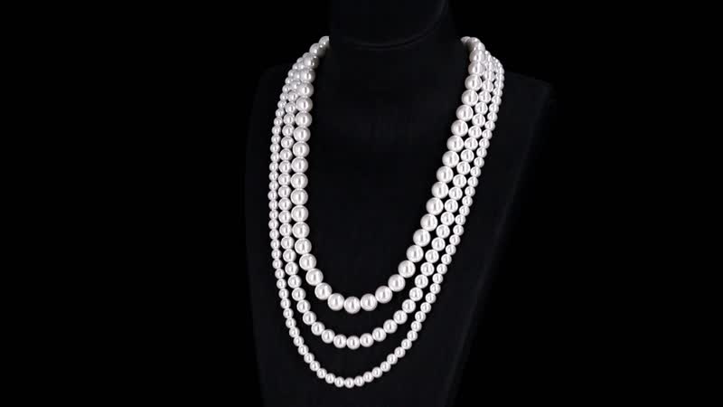 Doorbuster White Shell Pearl Beaded 3 Row Beaded Necklace 18 Inches in Stainless Steel
