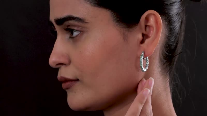 Karis Emerald Inside Out Hoop Earrings in Platinum Bond 2.90 ctw
