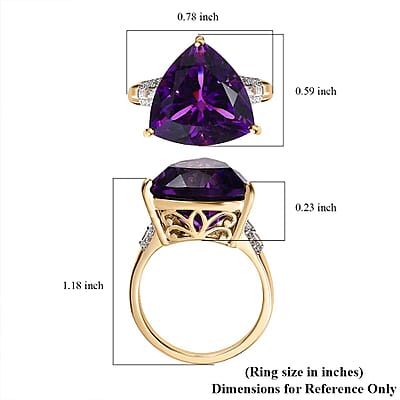 Luxoro AAA Zambian Amethyst and Moissanite 9.25 ctw Ring in 10K Yellow Gold (Size 7.0)