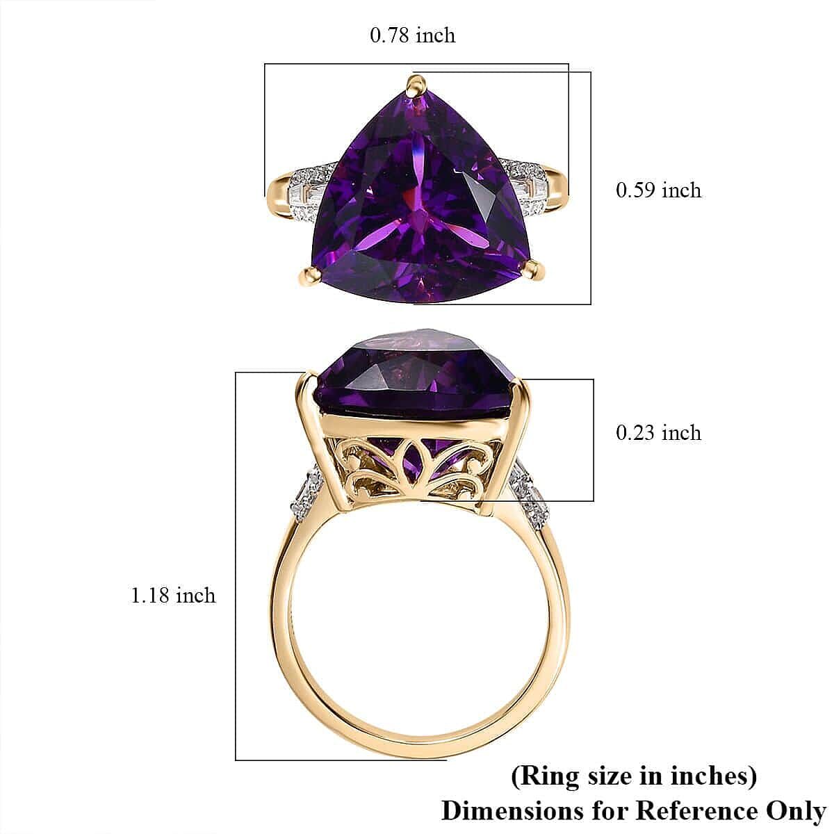 Luxoro AAA Zambian Amethyst and Moissanite 9.25 ctw Ring in 10K Yellow Gold (Size 8.0) image number 5