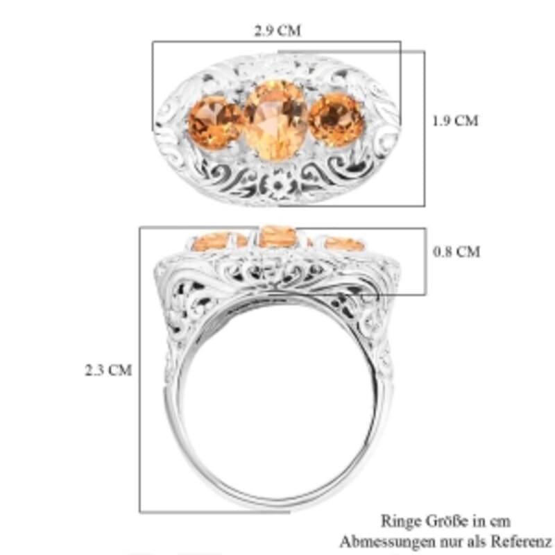 Brazilian Citrine 3.80 ctw Ring in Sterling Silver (Size 11.5) (12 g)