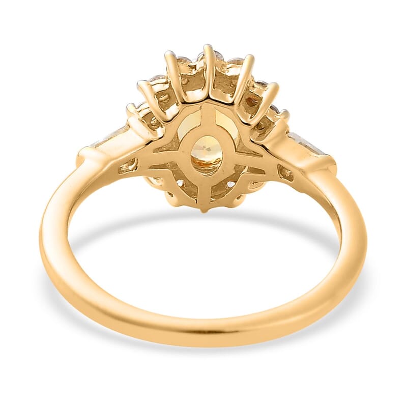 Premium Brazilian Heliodor and White Zircon Sunburst Ring in Vermeil Yellow Gold Over Sterling Silver (Size 10.0) 1.25 ctw
